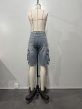 Summer Workwear Denim Street-rocking Loose Wide-leg Straight Shorts