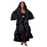 Women's Ruffle Long Cardigan Open Front Lightweight Maxi Duster Coat Outerwear