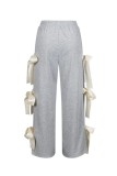 Casual Fashion Bow Tie Solid Color Jogger Trousers