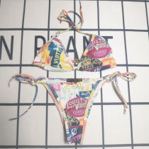 Summer Beach Padded Printed Halter 2 Piece Bikini Swimwear