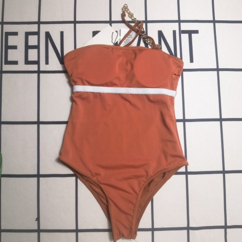 Summer Beach Padded Leopard-Print Chain Halter One-Piece Swimsuit