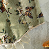 Charming Floral Corset Top with Bow Straps