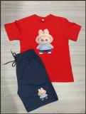 Cotton Cute Labubu The Monster Round Neck Sweatshirt Shorts Set