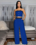 Sexy Color Matching Vest Straight High Waist Wide Leg Women's Trousers
