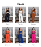 Sexy Color Matching Vest Straight High Waist Wide Leg Women's Trousers
