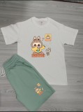Cotton Cute Labubu The Monster Round Neck Sweatshirt Shorts Set