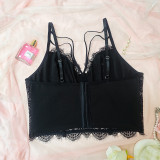 Lace Bralette Women V Neck Camisoles Adjustable Strap Crop Top Bustier Tops