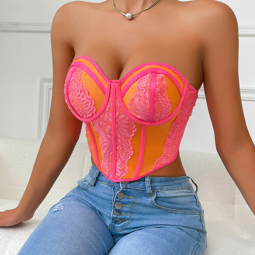 Pink Strapless Tube Bra Bailey Corset Top