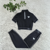 Casual Short Sleeve Sweatshirt and Trousers