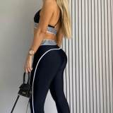 Fashion Women Skinny Sports Fitness Straps Padded Crop Top Yoga Pants Suit
