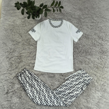Casual Printed Short Sleeve Sweatshirt and Trousers