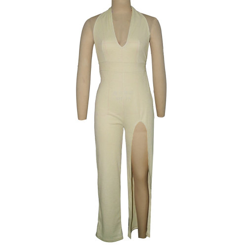 Women's Summer Halter Irregular Slit Jumpsuit