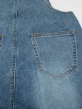 Solid Color Zipper Spaghetti Strap Sleeveless Denim Wide Leg Jumpsuits