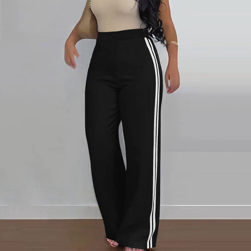 Women's Loose Sweatpants Side Stripe High Waist Straight Pants