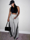 Women's Loose Straight-Leg Drawstring Waist Color-Blocking Sweatpants