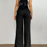 Women's Loose Sweatpants Side Stripe High Waist Straight Pants