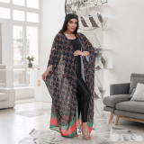 Casual Printed Lightweight Sheer Chiffon Long Coat