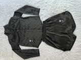 High Quality Satin Embroidery Long Sleeve Shorts Set