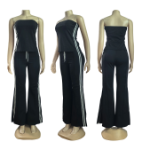 Fashion Women's Strapless Top & Loose Trousers Two-piece Set