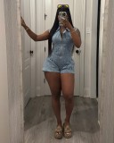 Denim Sleeveless Stretch Bloomers Romper Short Skirt
