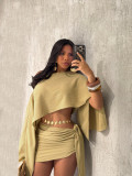 Seaside Holiday Slant Collar Off-shoulder Top Mini Skirt Set