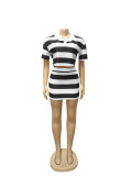 Women's 2 Piece Outfits Striped Skirt Sets Crop Top Bodycon Tracksuits Set