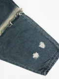 Casual Street Solid Color Ripped Distressed Mid Waist Harlan Denim Jeans