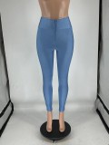 Women Zipper Skinny Solid High Waist Patchwork Sporty Pants Bottom