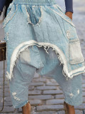 Casual Street Solid Color Ripped Distressed Mid Waist Harlan Denim Jeans
