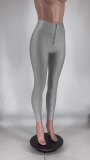 Women Zipper Skinny Solid High Waist Patchwork Sporty Pants Bottom