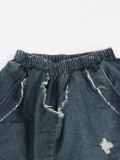 Casual Street Solid Color Ripped Distressed Mid Waist Harlan Denim Jeans