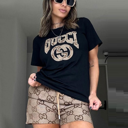 Summer Embroidery Print Short-sleeved Shorts Set