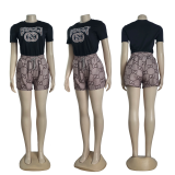 Summer Embroidery Print Short-sleeved Shorts Set