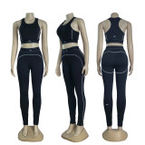 Alphabet Yoga Gathered Sports Vest High Waist Fitness Set