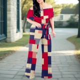 1 Piece Custom Casual Digital Printing Off Shoulder Jumpsuits