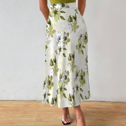 1 Piece Custom Casual Digital Printing Long Skirts