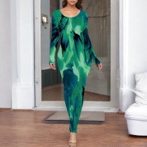 1 Piece Custom Casual Digital Printing Crew Neck Long Dresses