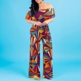 1 Piece Custom Casual Digital Printing Off Shoulder Jumpsuits