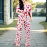 1 Piece Custom Casual Digital Printing Off Shoulder Jumpsuits