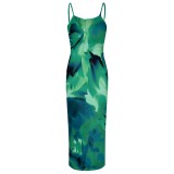 1 Piece Custom Casual Digital Printing Straps Long Dresses