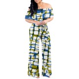 1 Piece Custom Casual Digital Printing Off Shoulder Jumpsuits