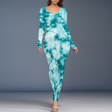 1 Piece Custom Casual Digital Printing Crew Neck Long Dresses