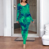 1 Piece Custom Casual Digital Printing Crew Neck Long Dresses