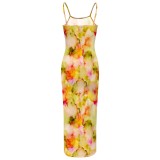 1 Piece Custom Casual Digital Printing Straps Long Dresses