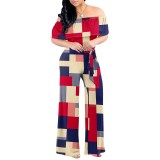 1 Piece Custom Casual Digital Printing Off Shoulder Jumpsuits