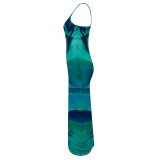 1 Piece Custom Casual Digital Printing Straps Long Dresses