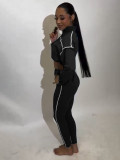 Women's Elastic Zipper Drop Shoulder Two-piece Pants Set
