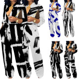1 Piece Custom Casual Digital Printing V Neck Jumpsuits with Pockets