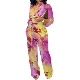 1 Piece Custom Casual Digital Printing V Neck Jumpsuits with Pockets