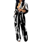 1 Piece Custom Casual Digital Printing V Neck Jumpsuits with Pockets